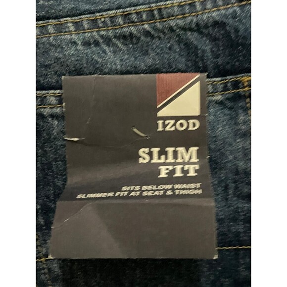 NEW- IZOD Jeans- Dark Blue Distressed- Slim Fit- US Men Size 30x30 - Picture 5 of 8